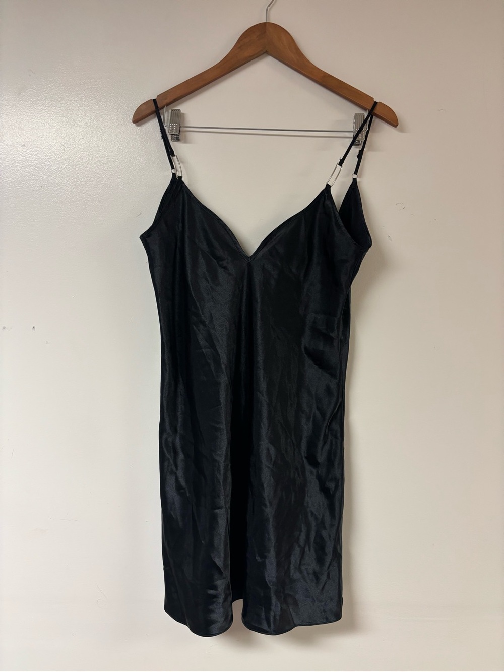 Vintage La Vie En Rose Black Slip Dress Nightgown Lingerie Size L